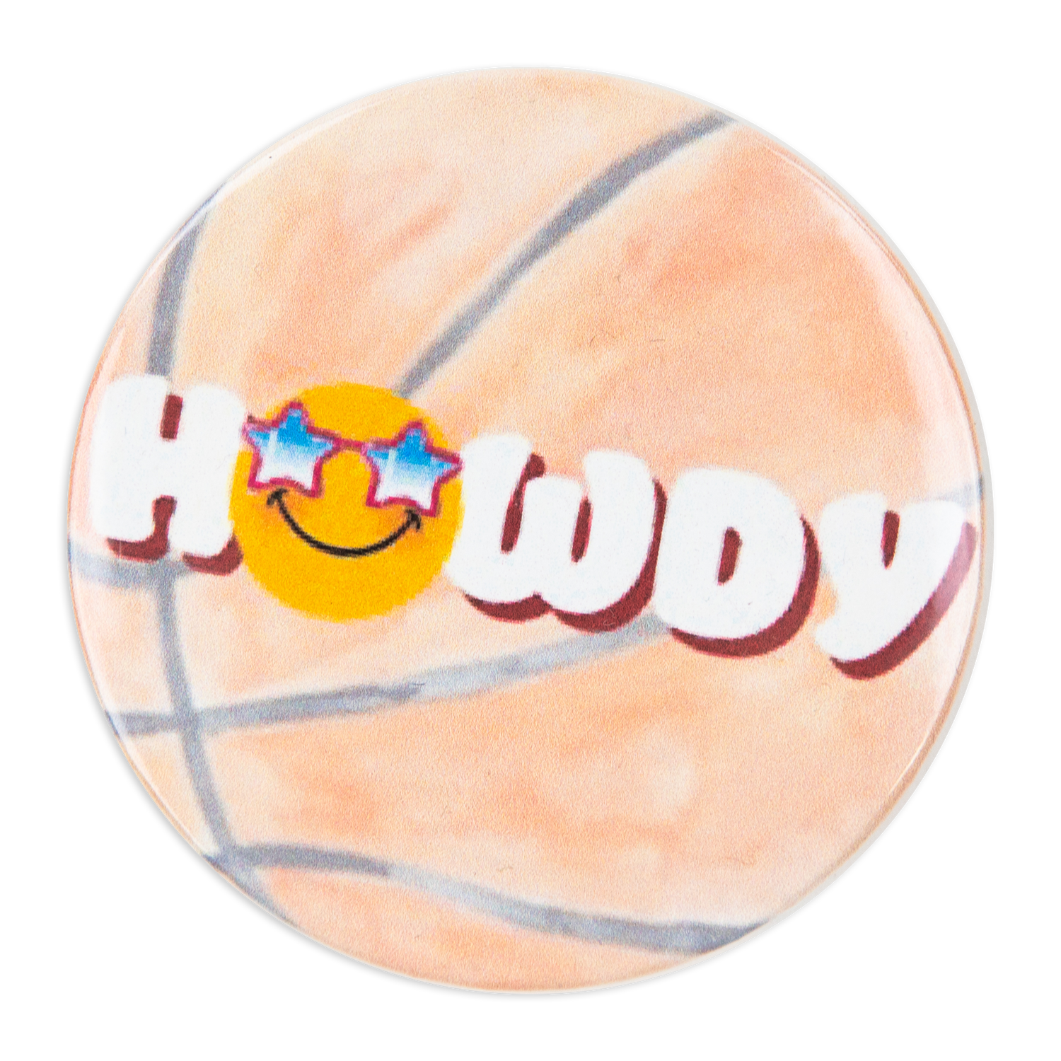 Howdy Smiley Basketball Button