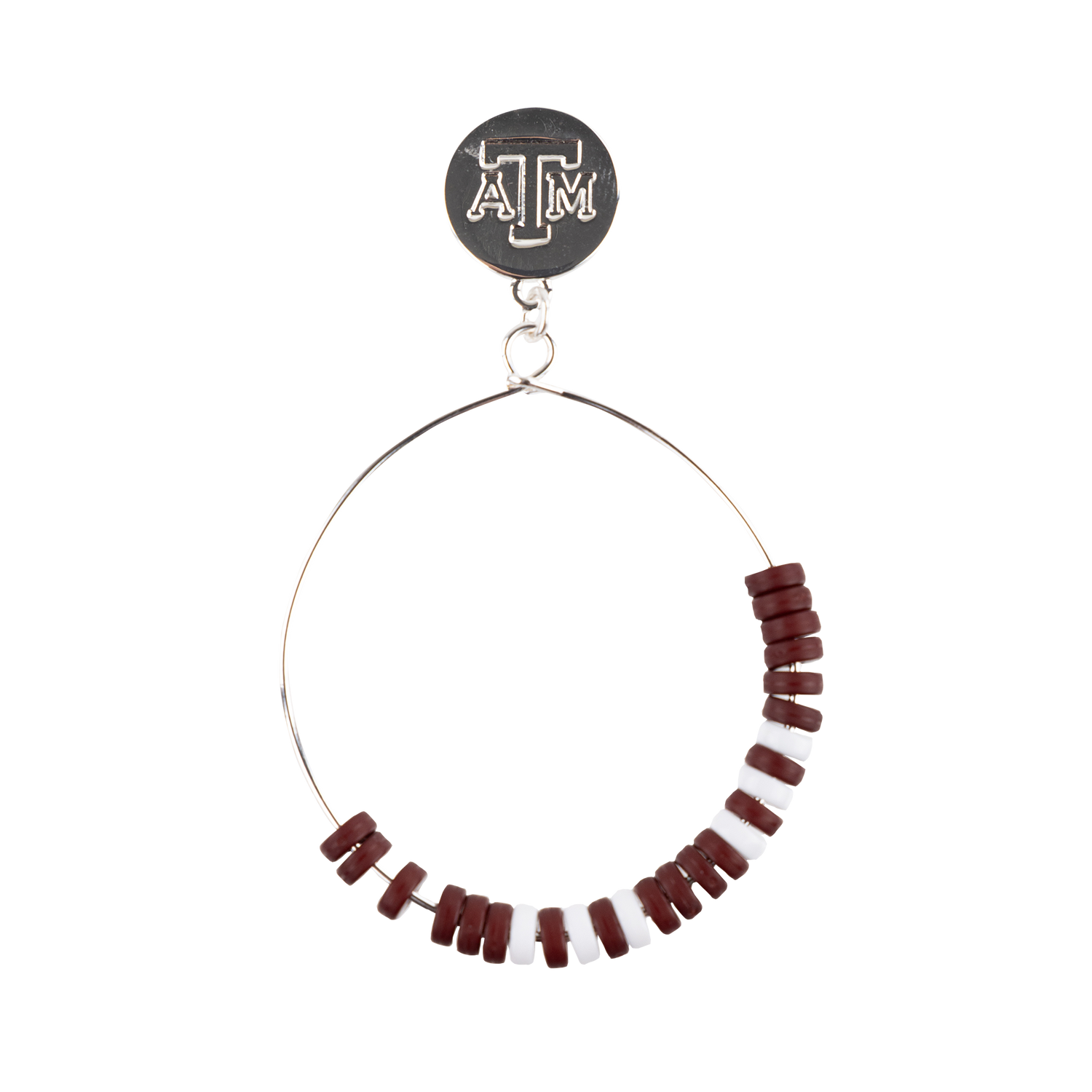 Texas A&M Maroon Bead Hoop Earrings