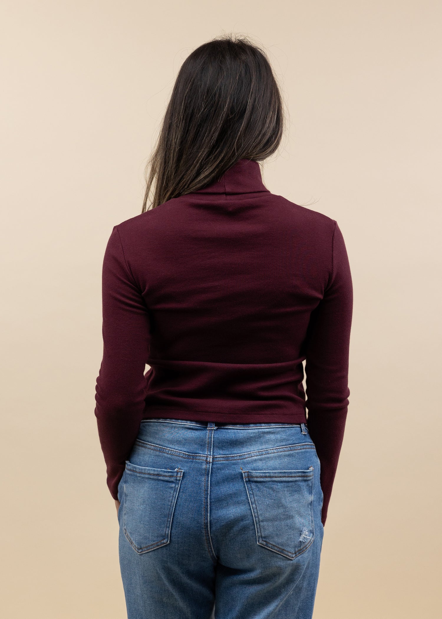 Maroon Turtle Neck Cropped Sweater