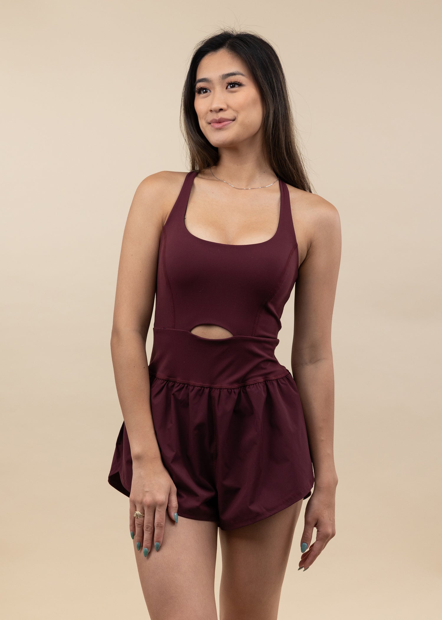 Maroon Activewear Romper