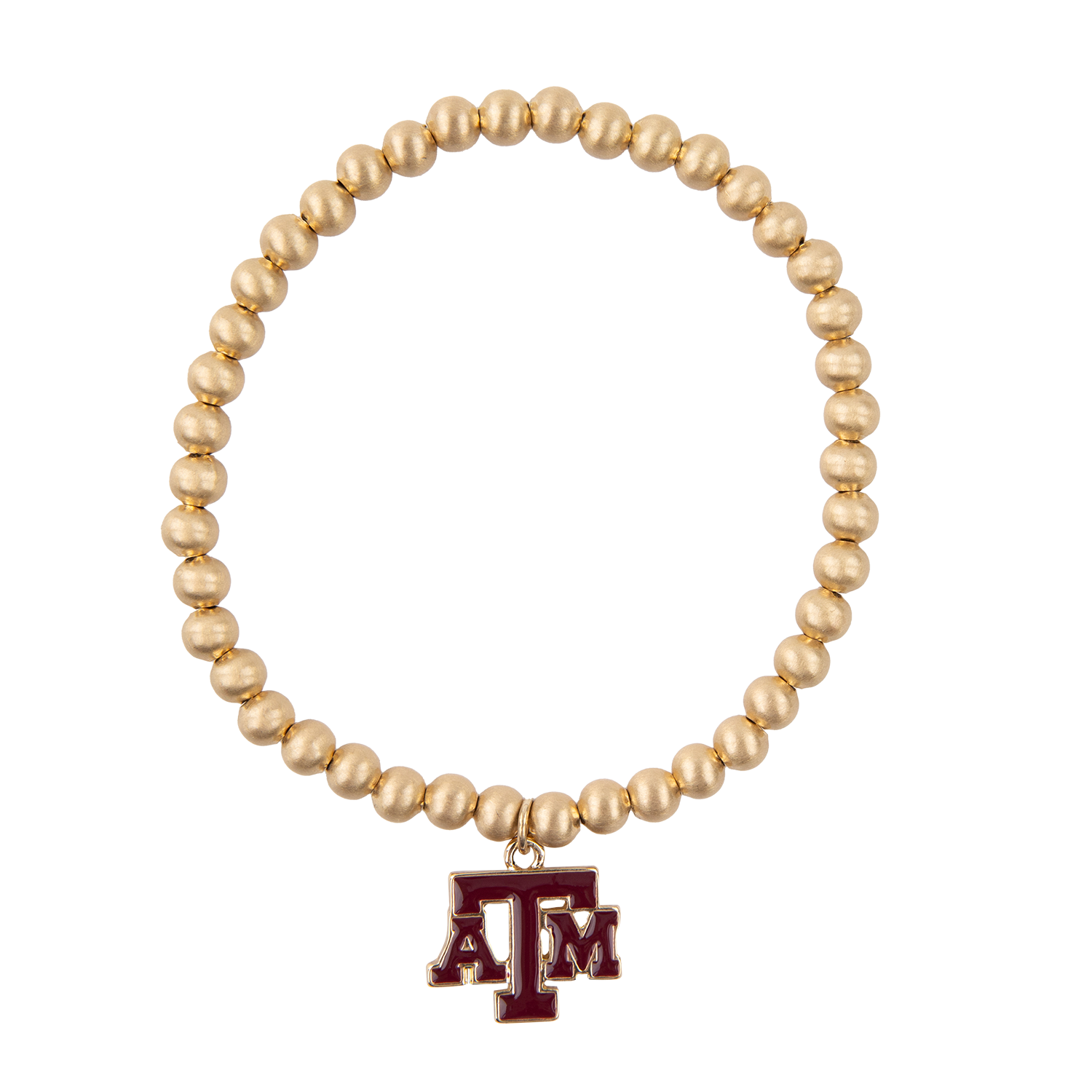 Texas A&M Gold Beaded Stretch Bracelet