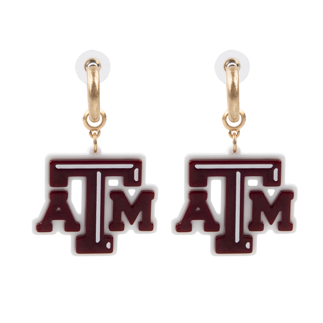 Texas A&M Resin Logo Drop Hoop Earrings