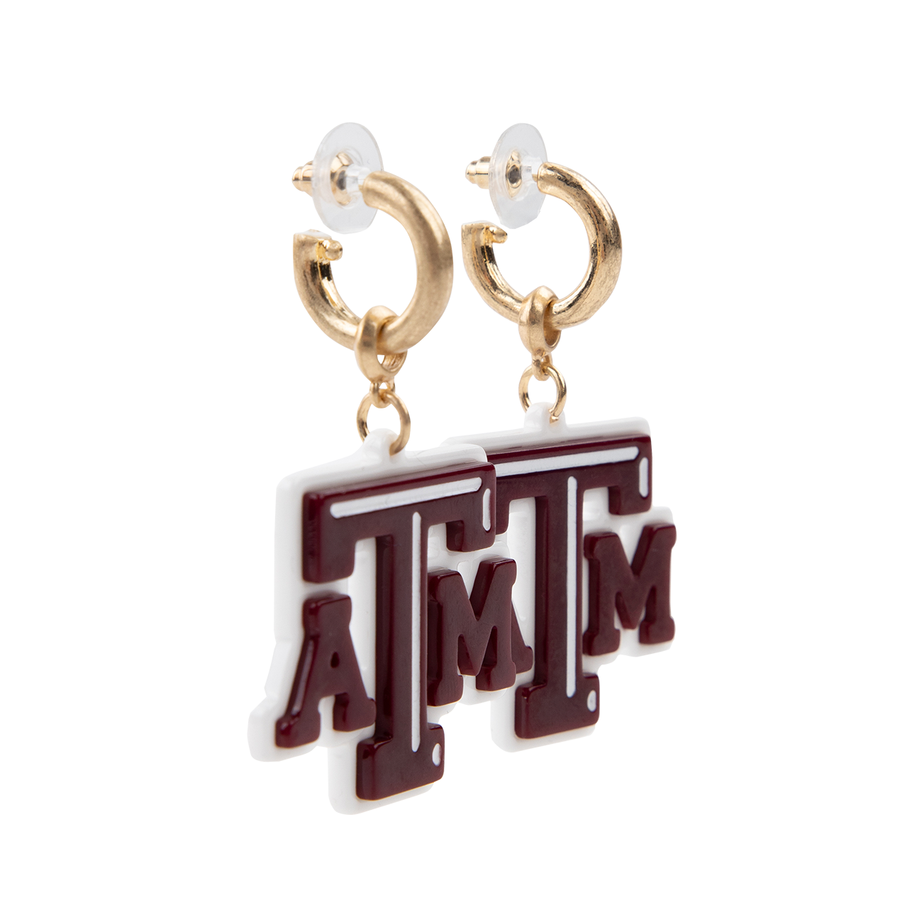Texas A&M Resin Logo Drop Hoop Earrings