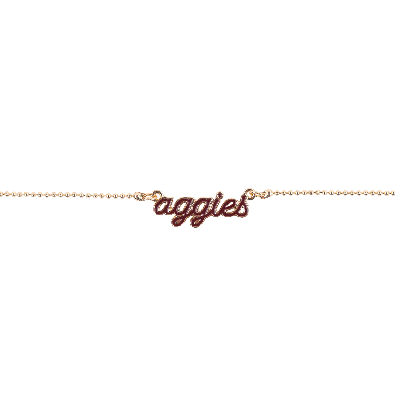 Gold Enamel Script Aggies Necklace