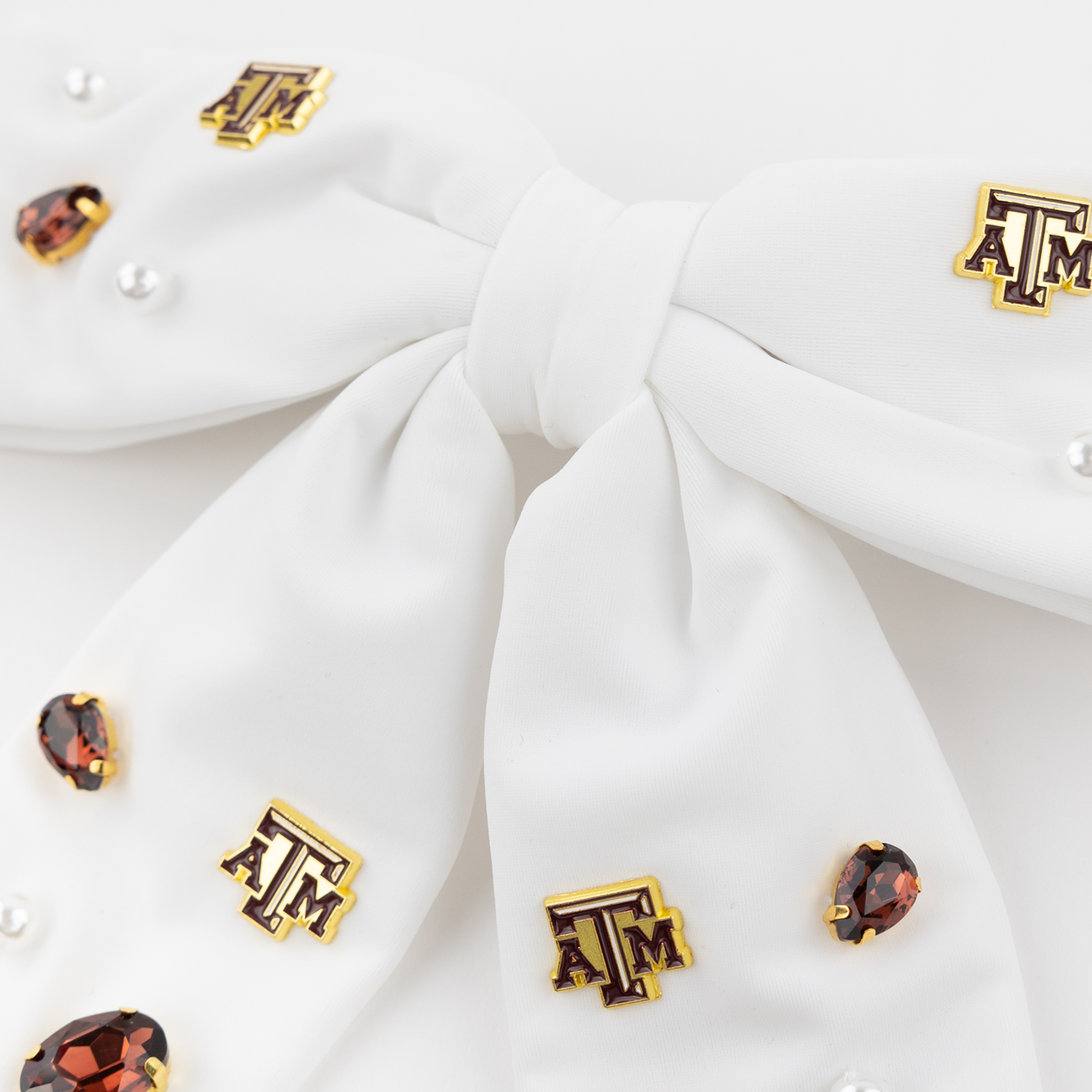 Texas A&M White Bow Barrette