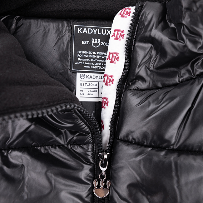 Texas A&M KADYLUXE Black Puffer Long Vest