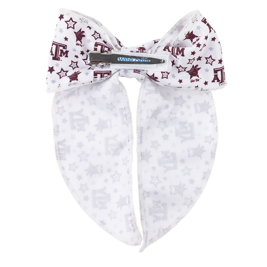 Texas A&M Medium Moonstitch Bow - White