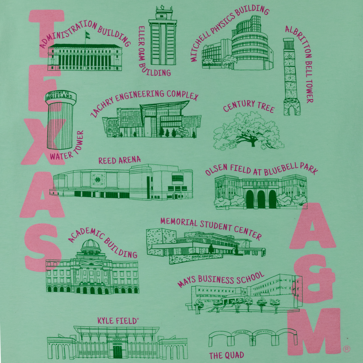 Texas A&M University Buildings T-Shirt