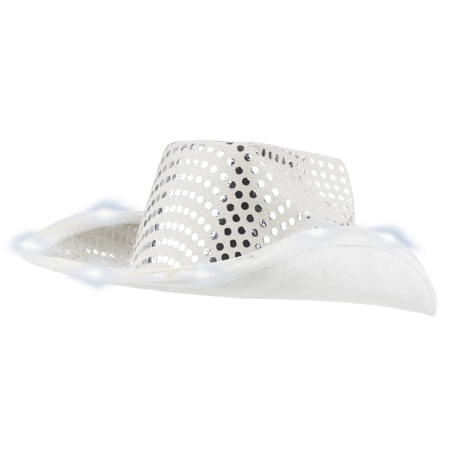 Light up White Sequin Cowboy Hat