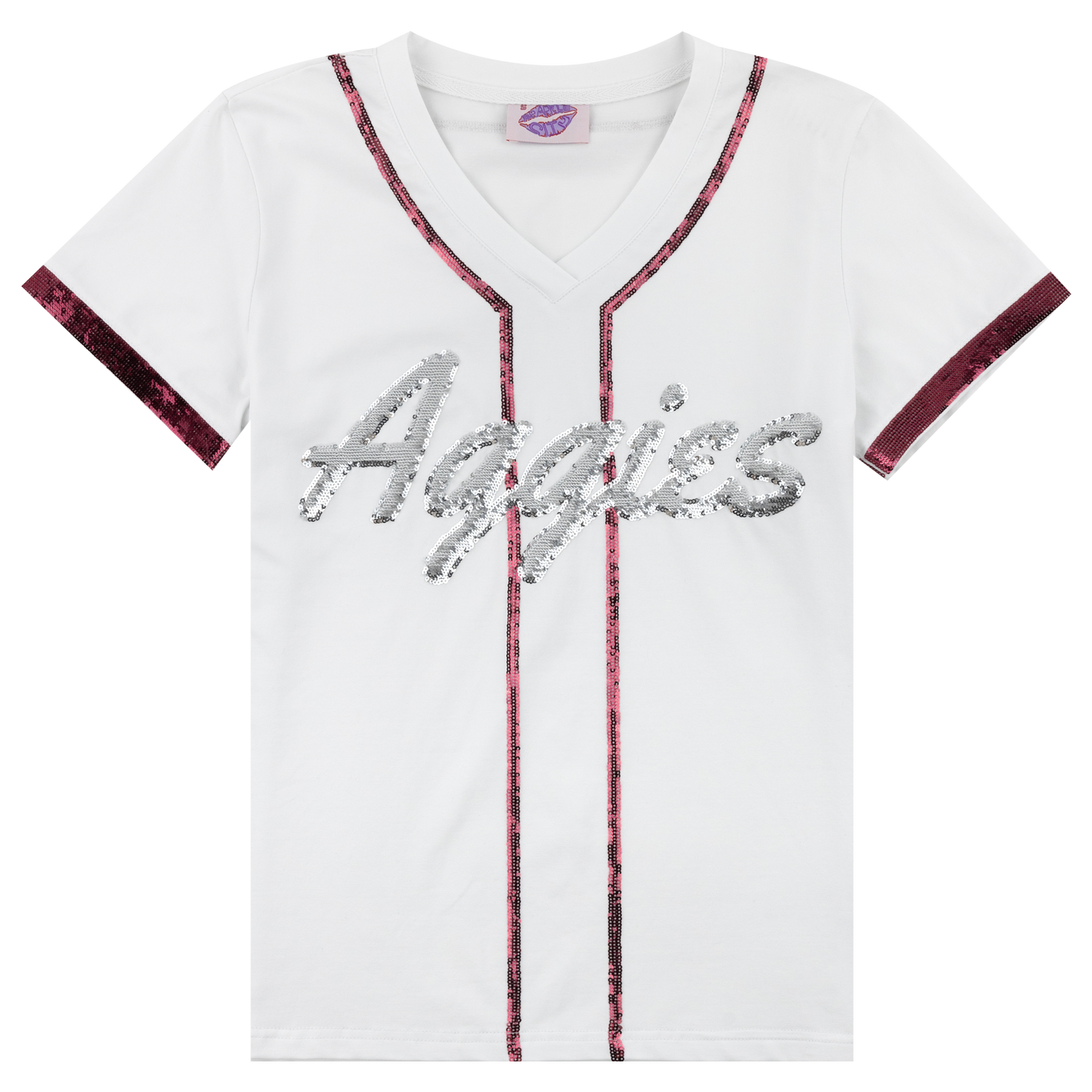 Sequined Aggies Baseball Jersey Tee
