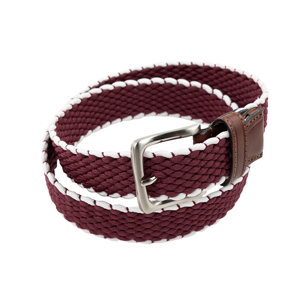 Maroon and White College Belt