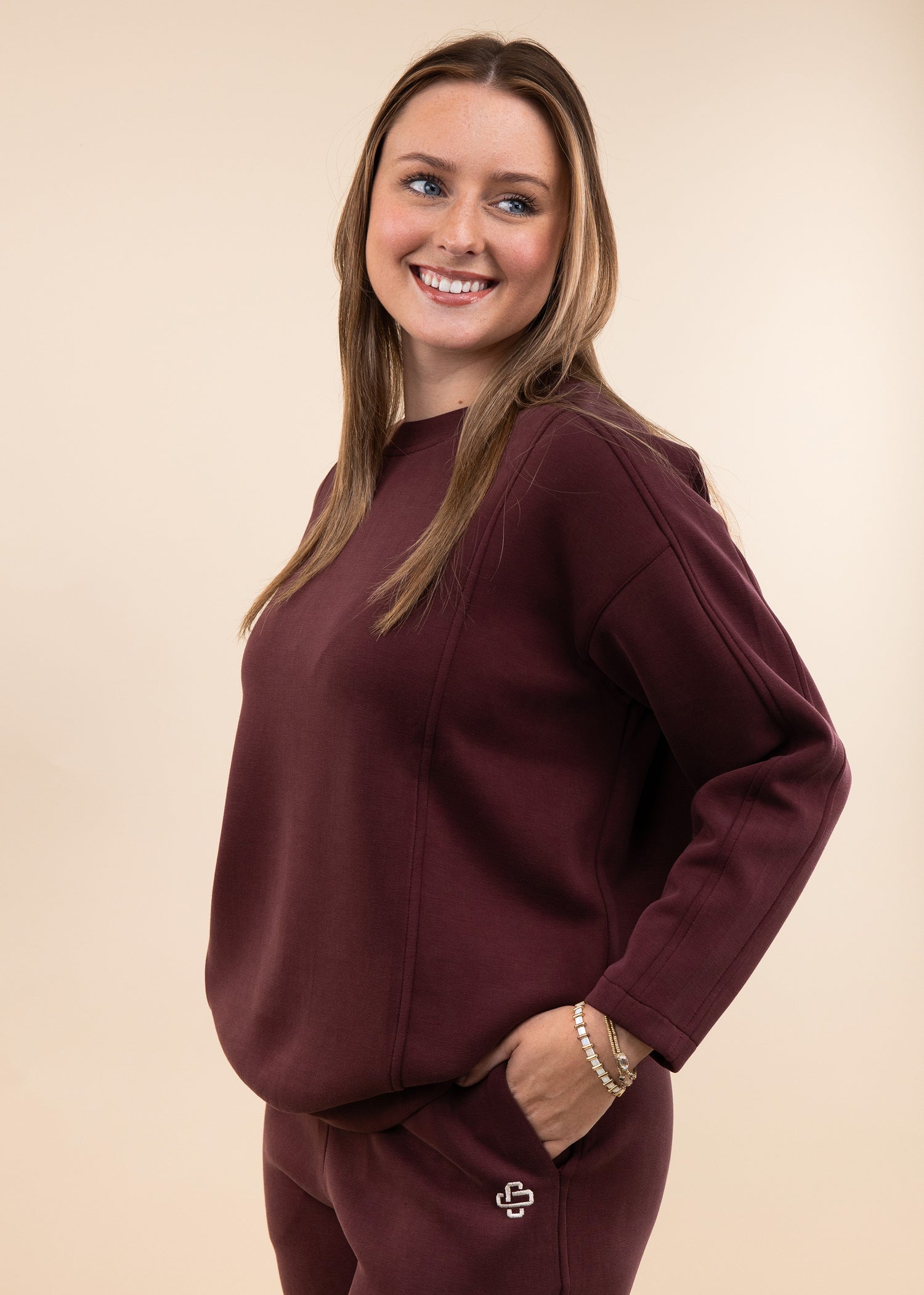 Collegiate Outfitters Maroon Butter Soft Side Stitching Sweatshirt