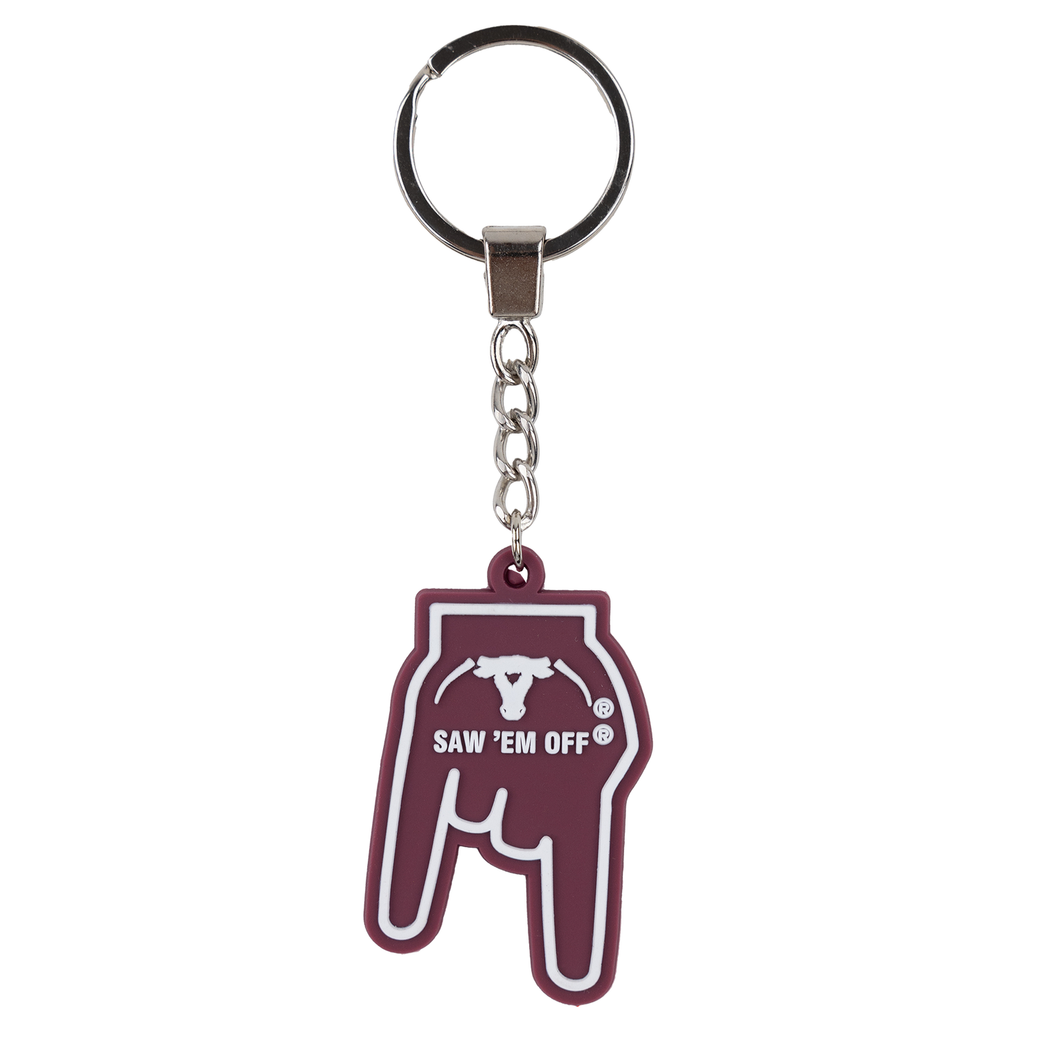 Saw 'Em Off Horns Down Keychain