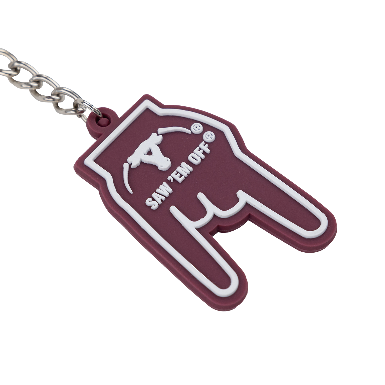 Saw 'Em Off Horns Down Keychain