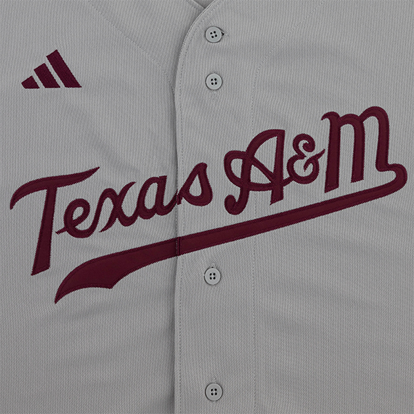 Texas A&M Adidas Gray Baseball Jersey