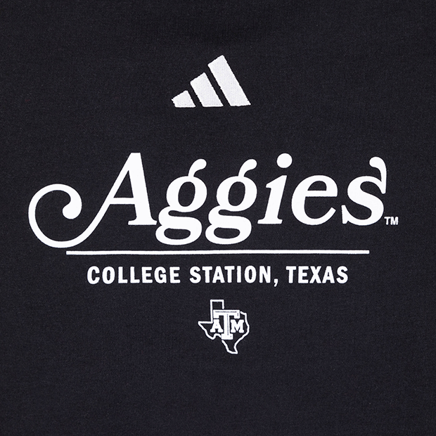 Texas A&M Adidas Black Script Aggies Crop Tank