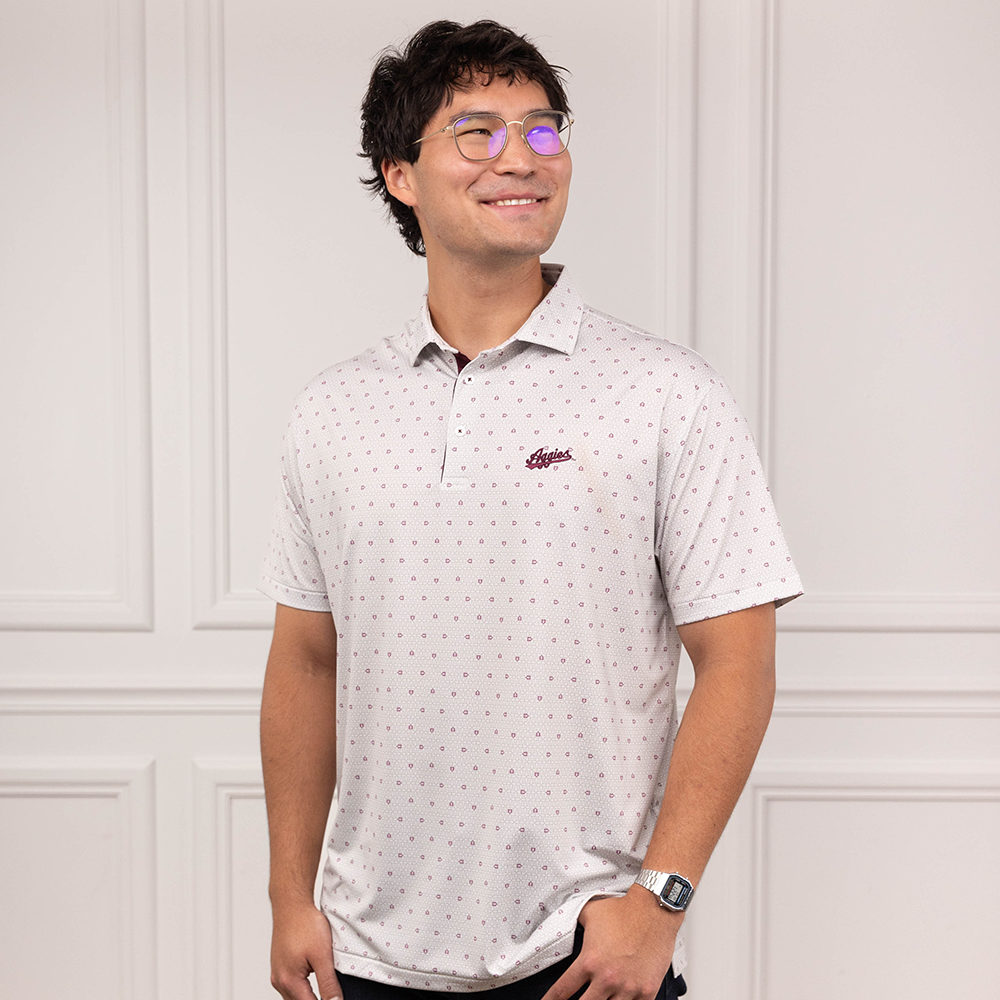 Texas A&M Horn Legend Aggies Baseball Diamond Script Polo