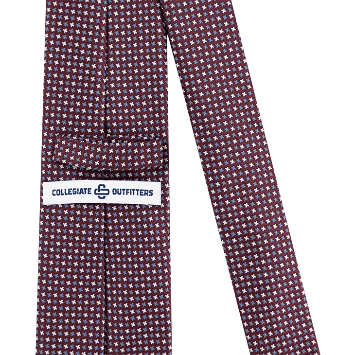 Blue and White Patterned Maroon Tie