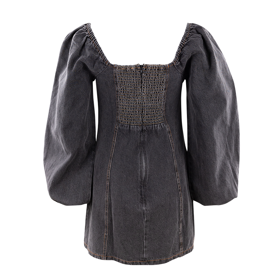 Black Denim Long Sleeve Dress