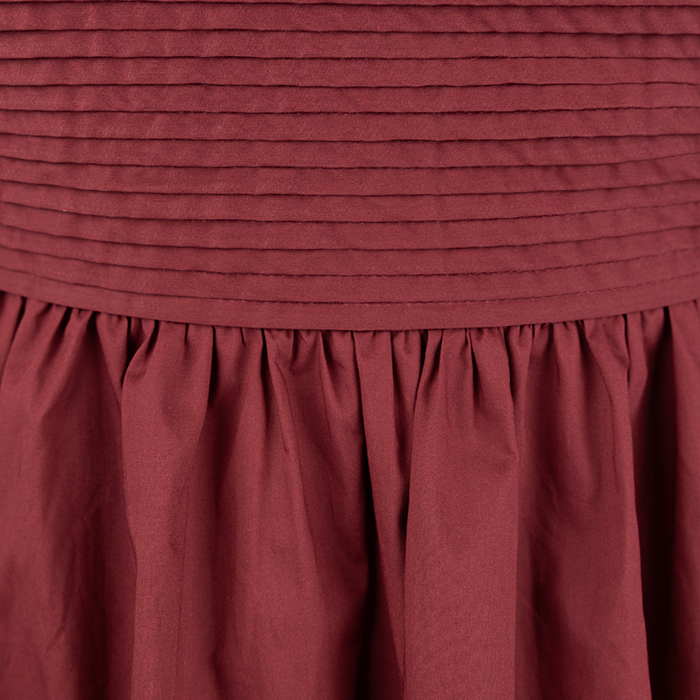 Maroon Pleated Bow Dress
