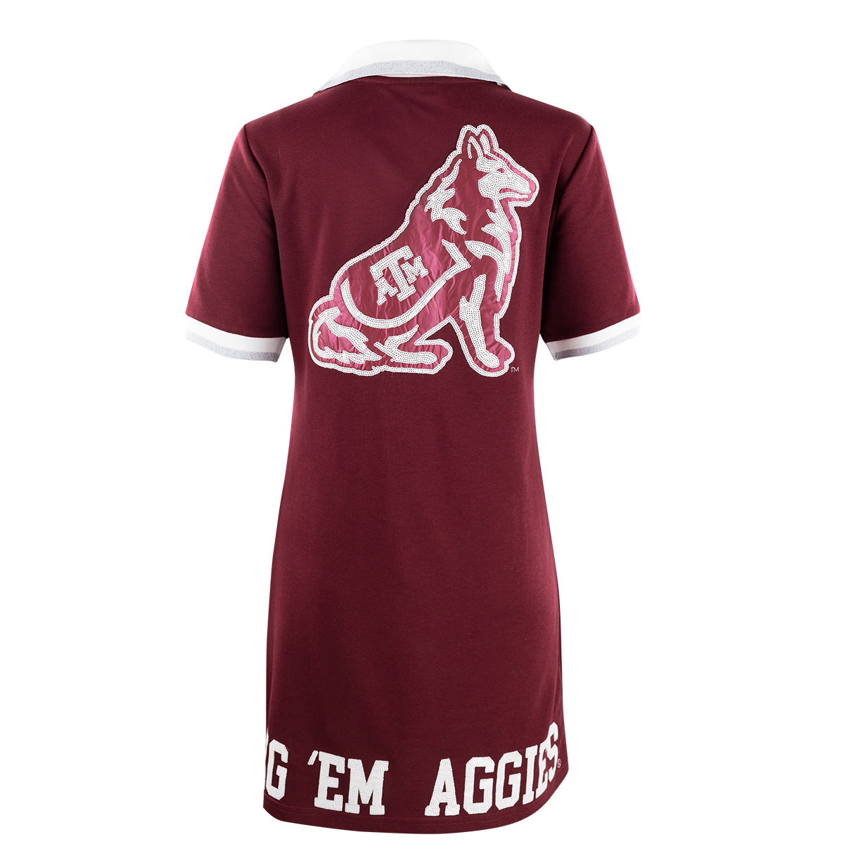 Sequined Gig 'Em Aggies Reveille Collared Dress