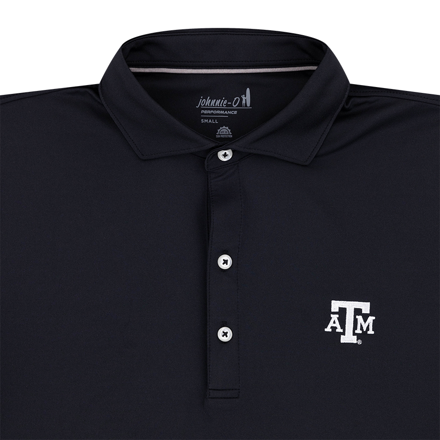 Texas A&M Johnnie-O Black Birdie Performance Polo