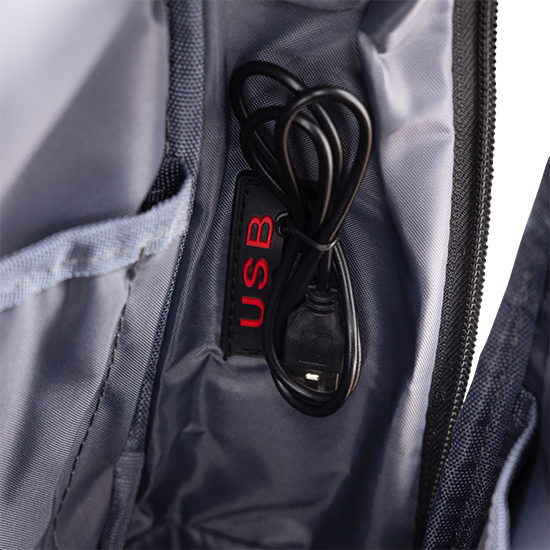 Blue Backpack with Charging Ports