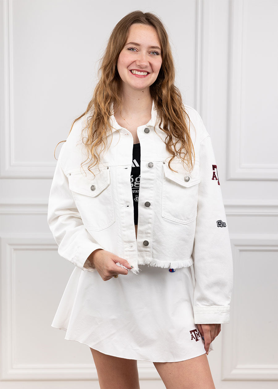 Texas A&M White Hype & Vice Chenille Jean Jacket