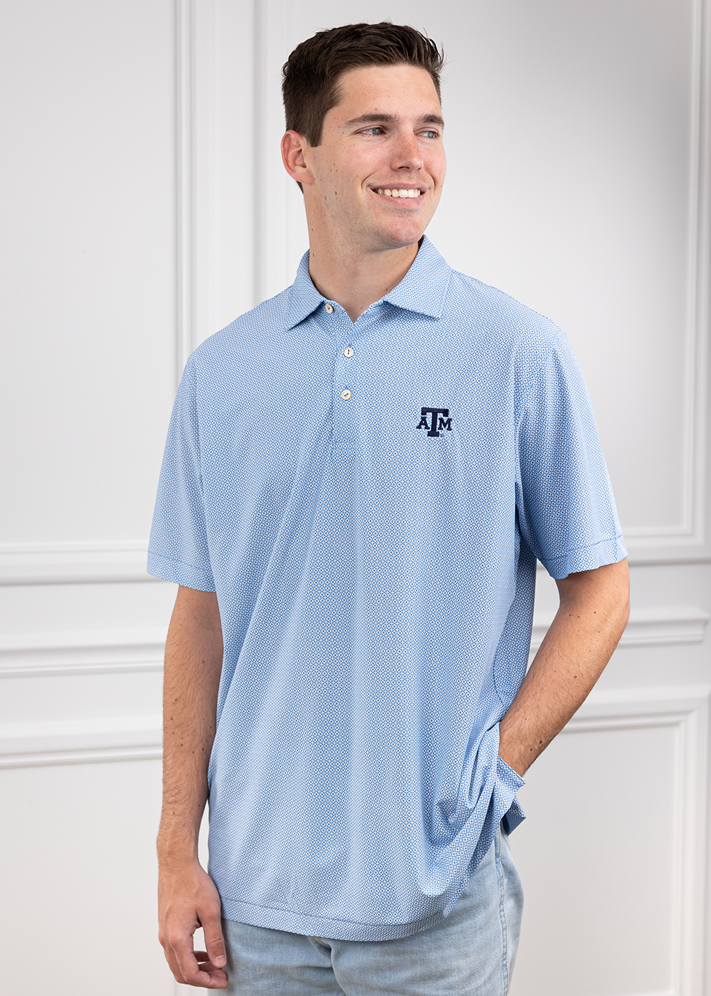 Texas A&M Peter Millar Costa Geo Performance Mesh Polo
