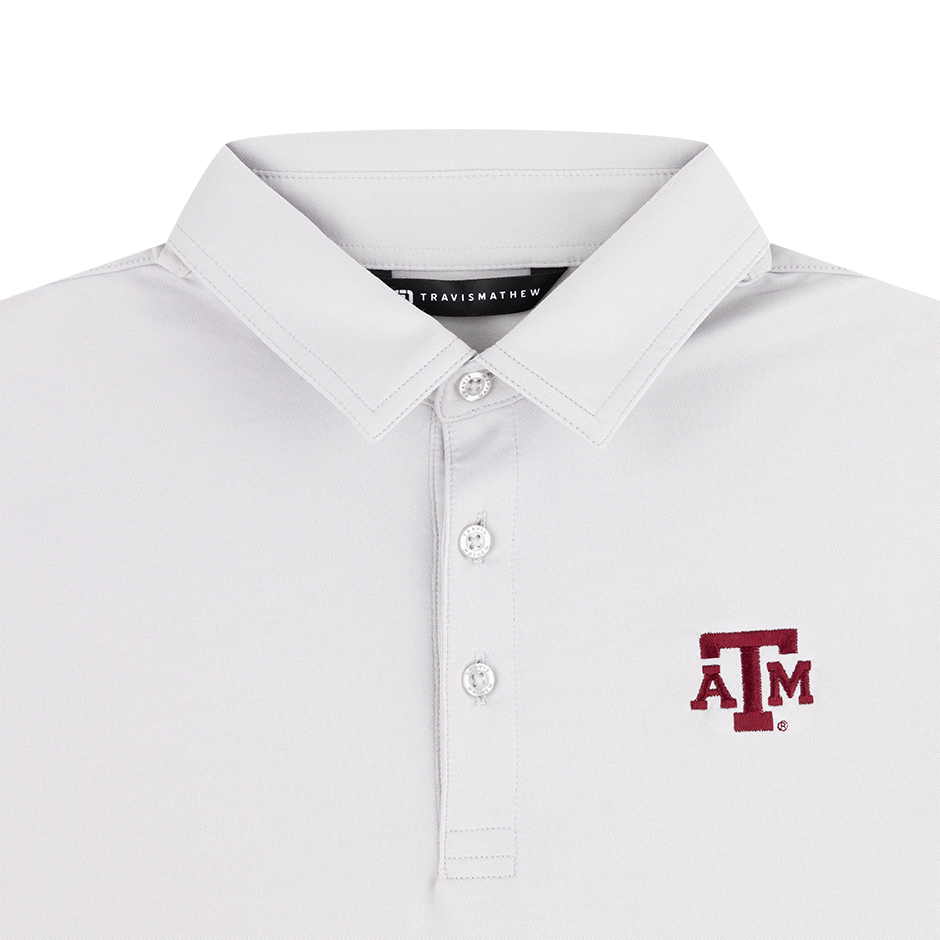 Texas A&M Travis Mathew Gray Performance Feather Weight Polo