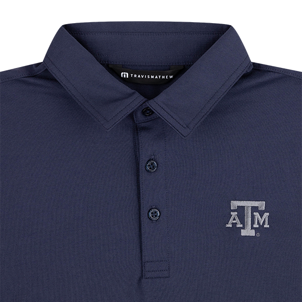 Texas A&M Travis Mathew Navy Performance Feather Weight Polo