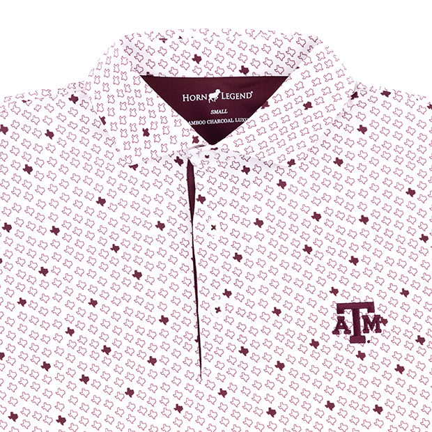 Texas A&M Horn Legend State Outline Pattern Polo