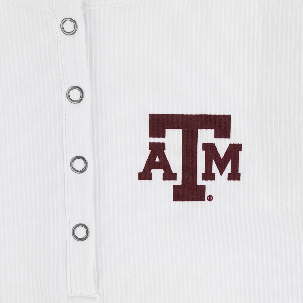Texas A&M Champion Ottoman Rib Henley Crop White
