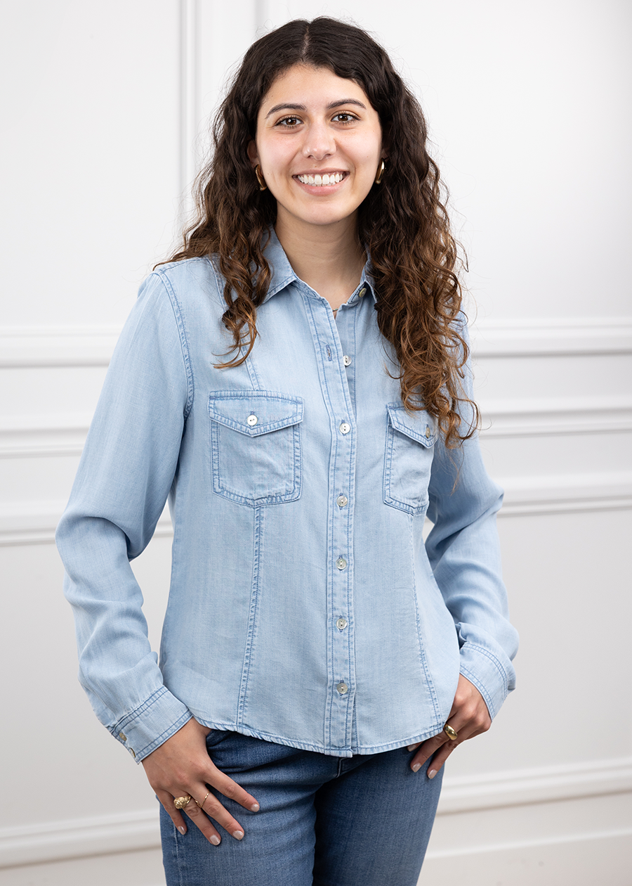 Light Blue Denim Long Sleeve Seamed Shirt