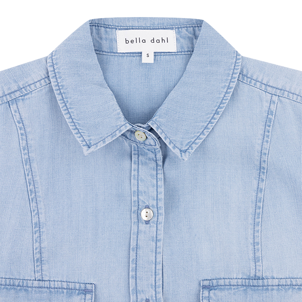 Light Blue Denim Long Sleeve Seamed Shirt