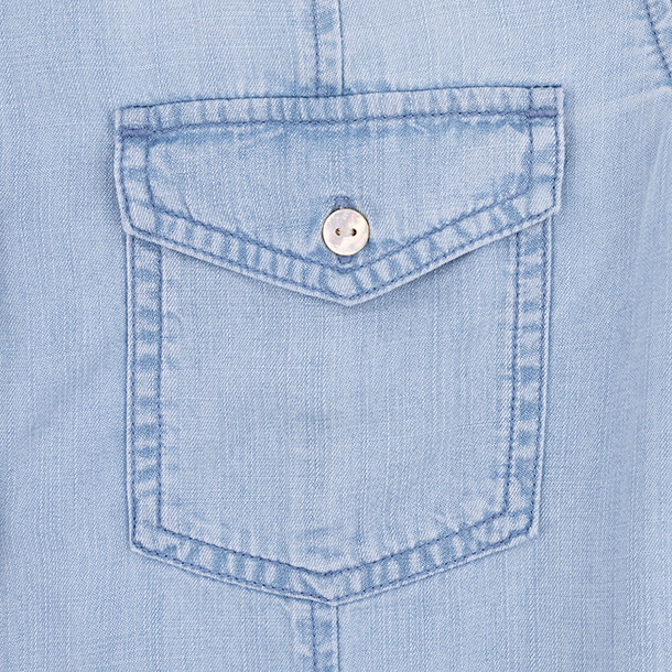 Light Blue Denim Long Sleeve Seamed Shirt