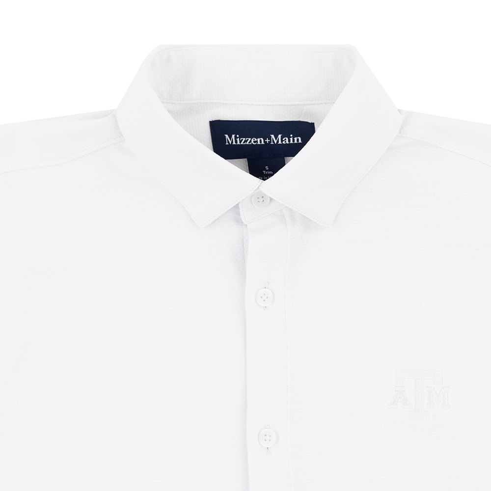 Texas A&M Shirt Mizzen+Main Halyard Dress in White, Size Large, Polyester from Aggieland Outfitters
