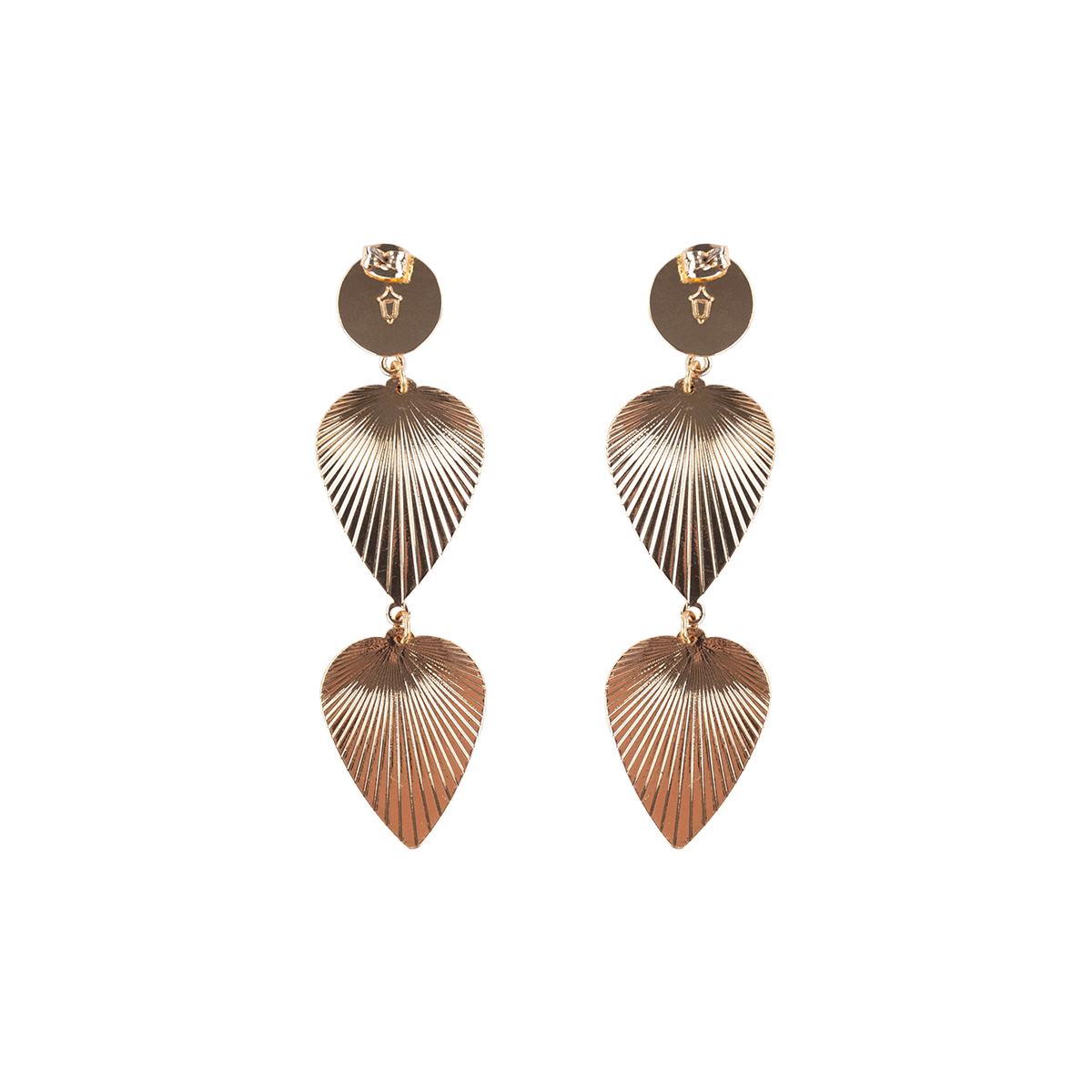 Emerson Street Stacked Fan Heart Gold Earrings