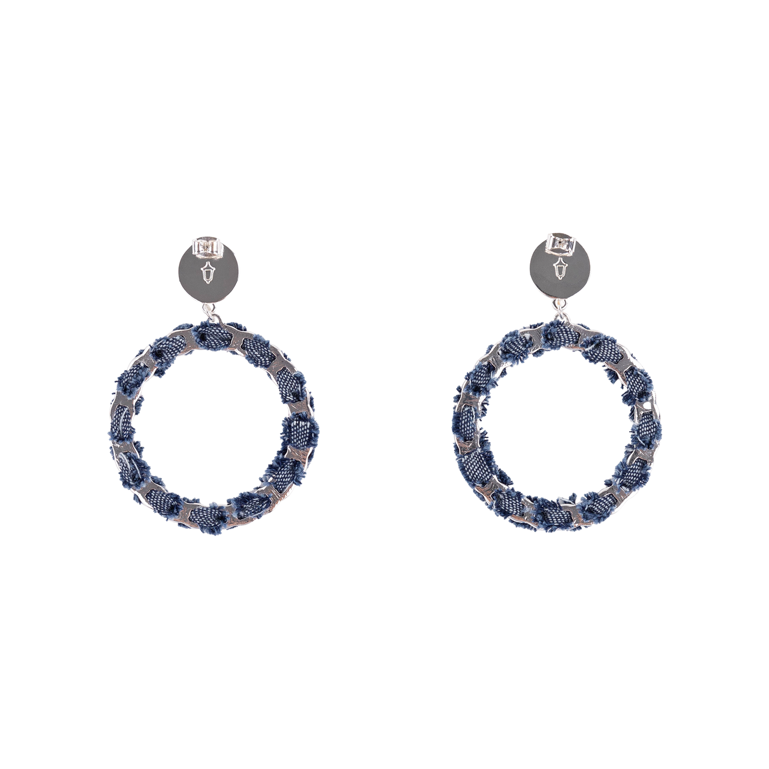Emerson Street Silver and Denim Hoop Earrings