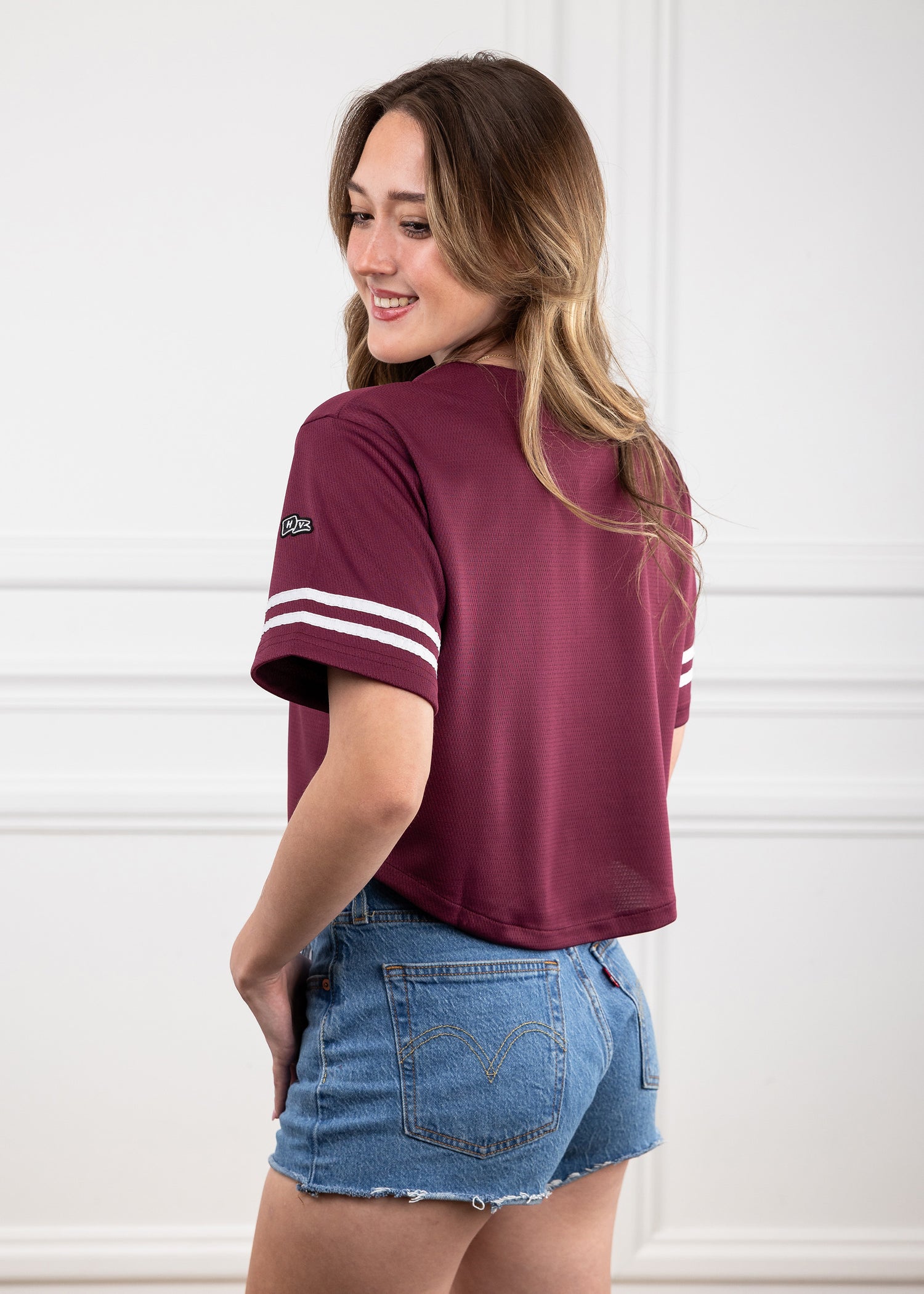Aggies Hype & Vice Cropped Baseball Jersey