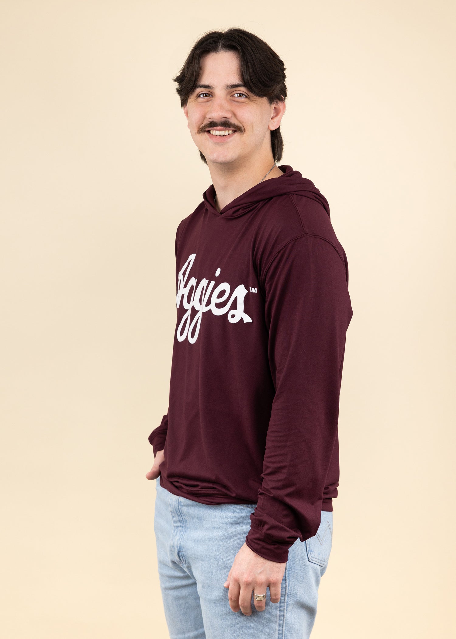 Collegiate Outfitters Maroon Script Aggies T-Shirt Hoodie
