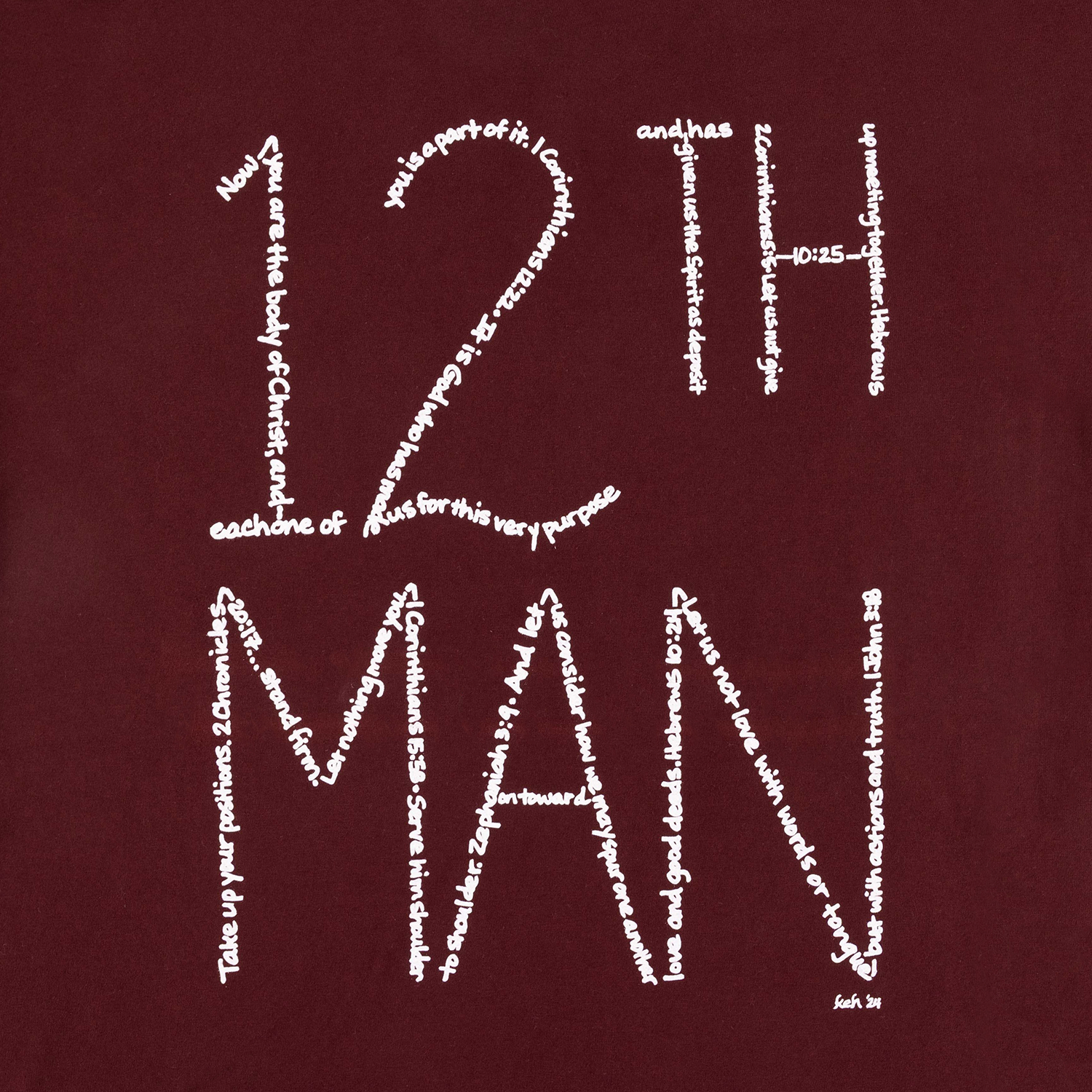 Texas A&M 12th Man Scripture T-Shirt - Maroon