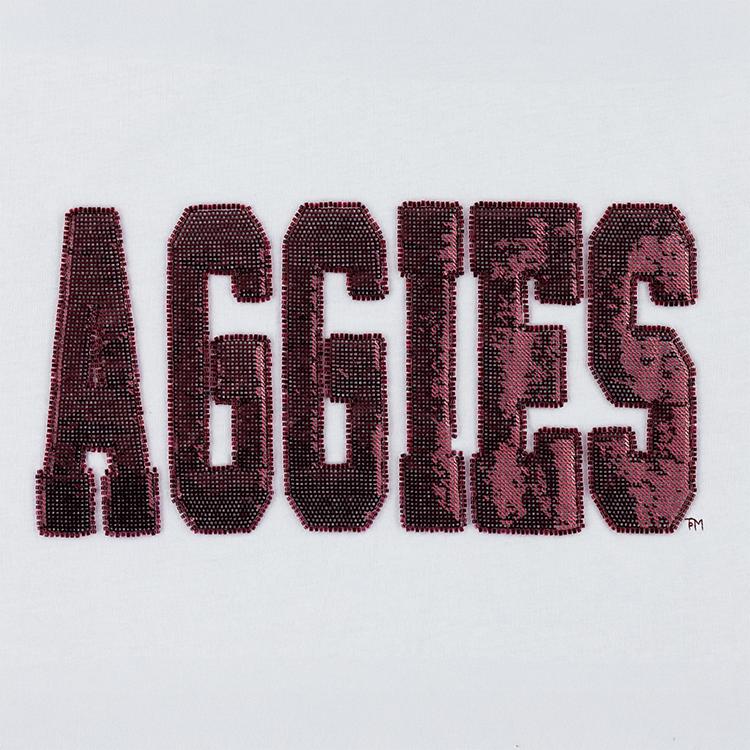 Aggies Stewart Simmons Colorblock Sequin Tee