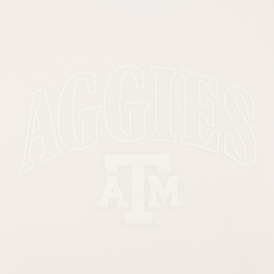 Aggies Champion White Puff Print Cropped Reverse Weave