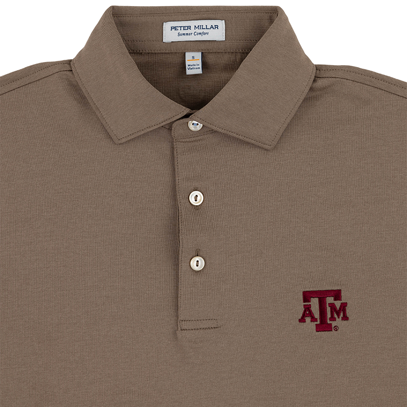 Texas A&M Peter Millar Brown Solid Performance Jersey Polo