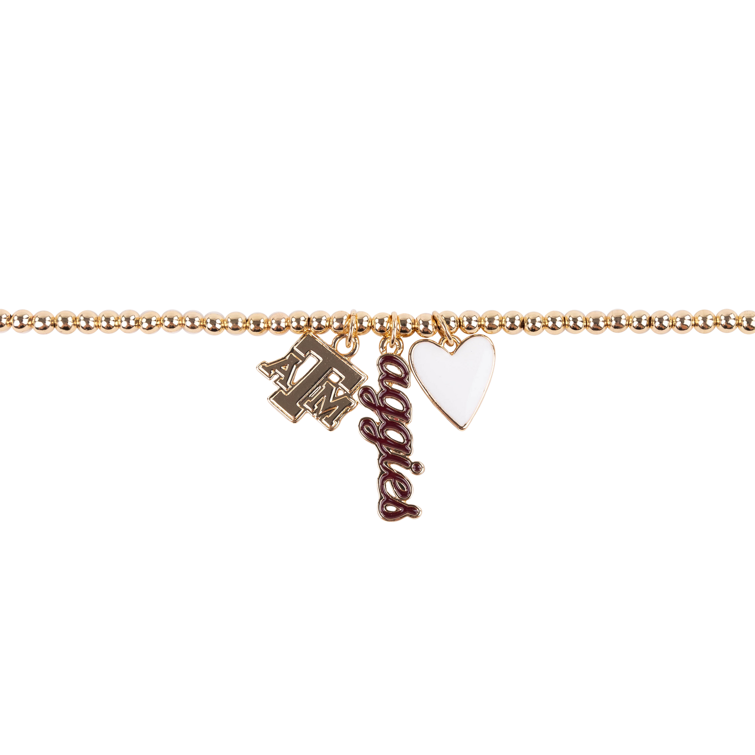 Texas A&M Aggies CANVAS Ball Bead Charm Necklace