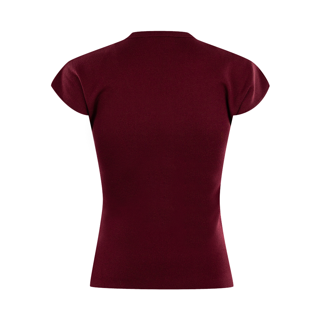 Maroon Collegiate Outfitters Knit Short Sleeve Top