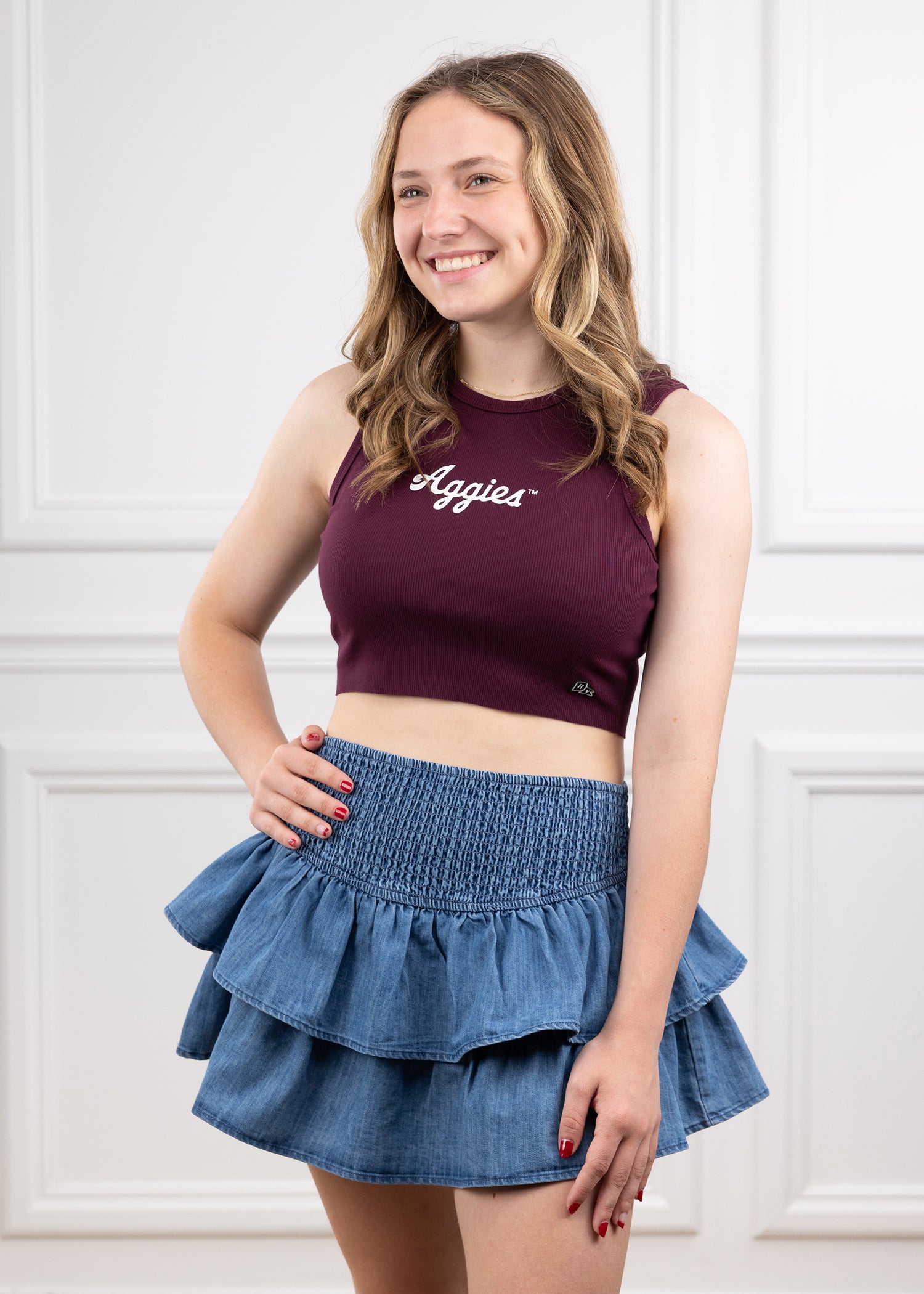 Aggies Hype & Vice Cropped Script Aggies Tee
