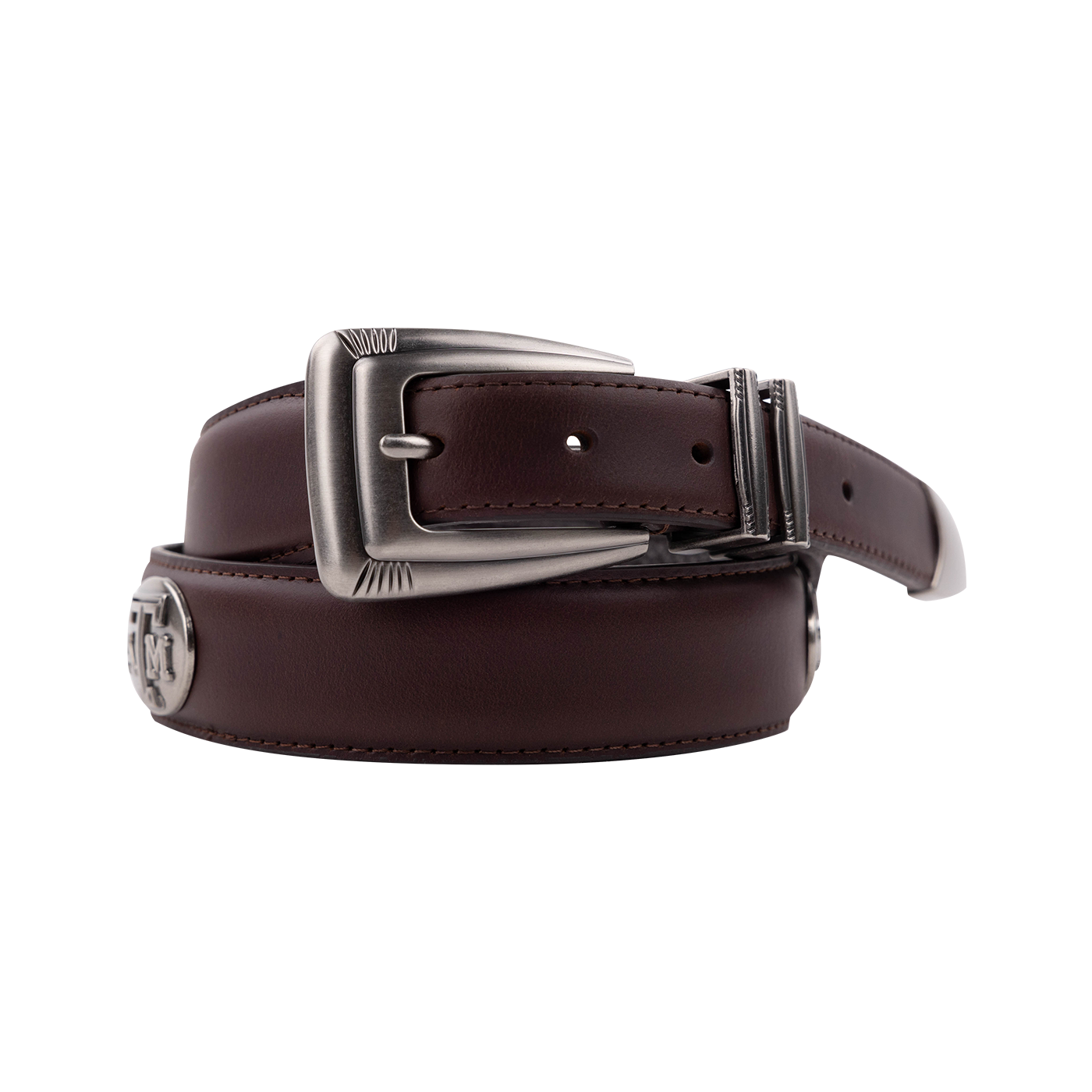 Texas A&M Zepplin Matte Leather Concho Belt