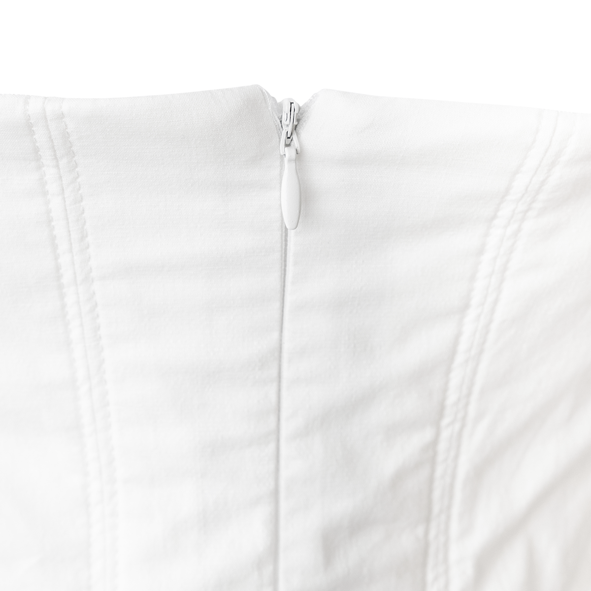 White Strapless Pleated Dress